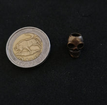 Load image into Gallery viewer, Small skull pewter bead (brass finish)